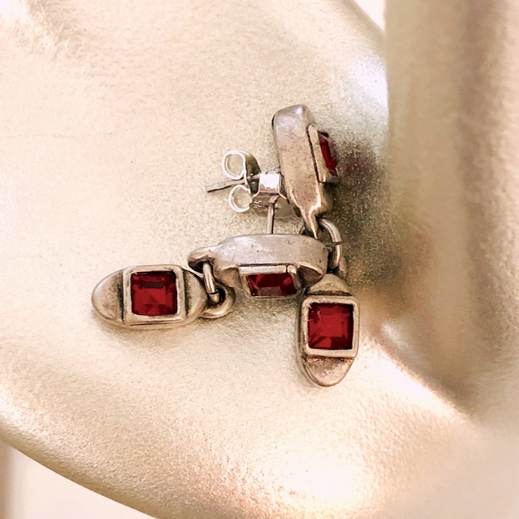 Vintage Ruby Crystal earrings Metal POINTUS ♥️ - Picture 8 of 8